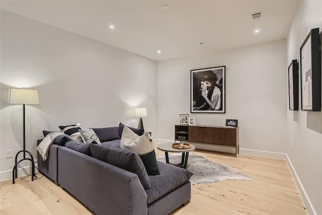 living room with light wood-type flooring