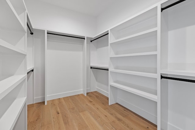 spacious closet featuring light hardwood / wood-style floors