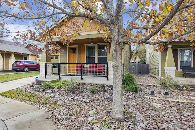 view of front of home featuring covered porch