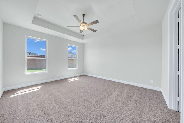413 Canton Chase, Cibolo, TX 78108 - unfurnished room featuring a raised ceiling, carpet flooring, baseboards, and a ceiling fan