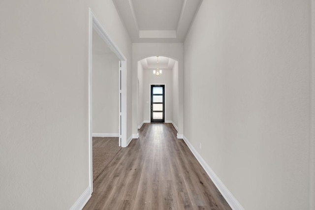 413 Canton Chase, Cibolo, TX 78108 - entryway with arched walkways, wood finished floors, and baseboards