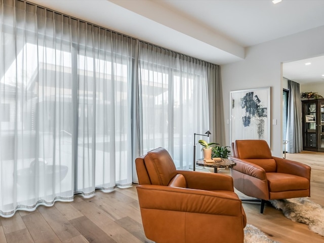 living area with light wood-type flooring