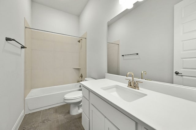 full bathroom featuring vanity, shower / bathtub combination, and toilet