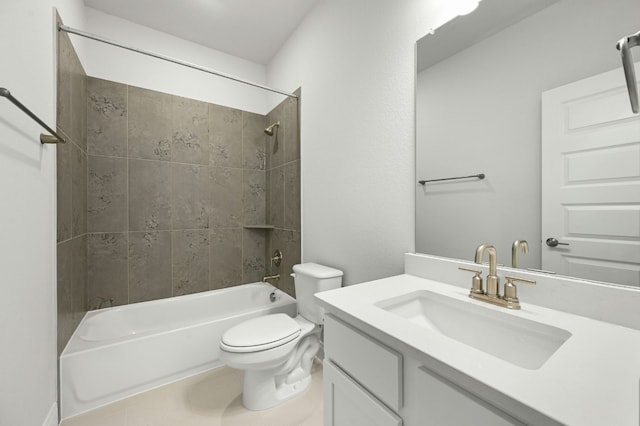 full bathroom featuring vanity, toilet, and tiled shower / bath