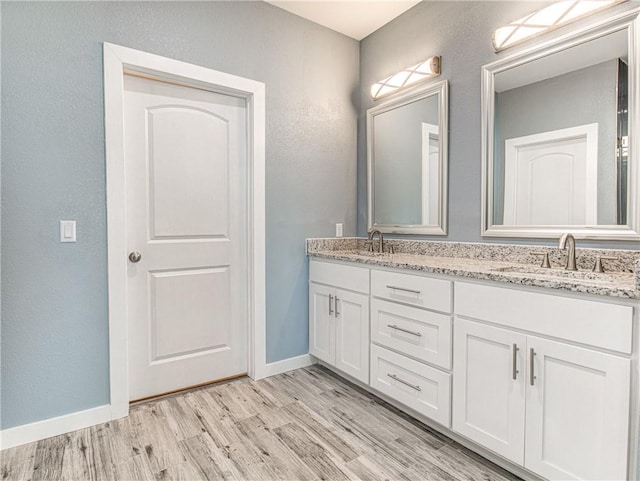 bathroom featuring vanity and wood-type flooring