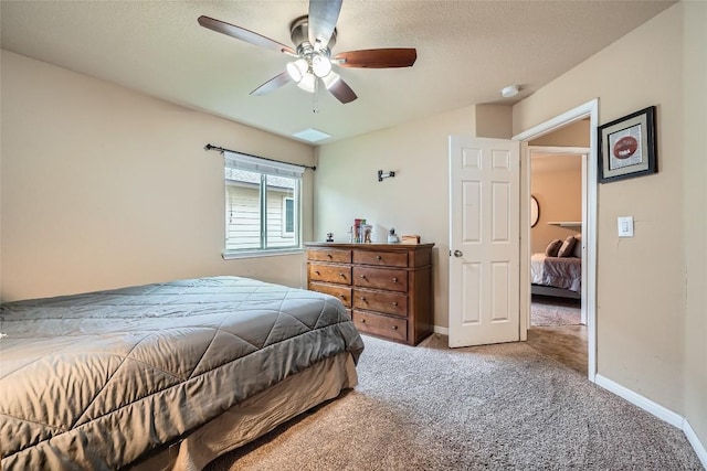 bedroom featuring carpet floors and ceiling fan