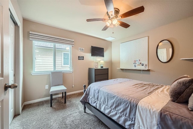 bedroom with carpet flooring and ceiling fan