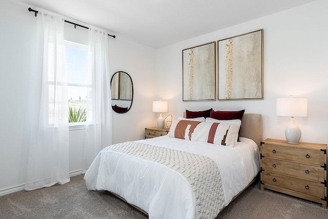 carpeted bedroom featuring multiple windows