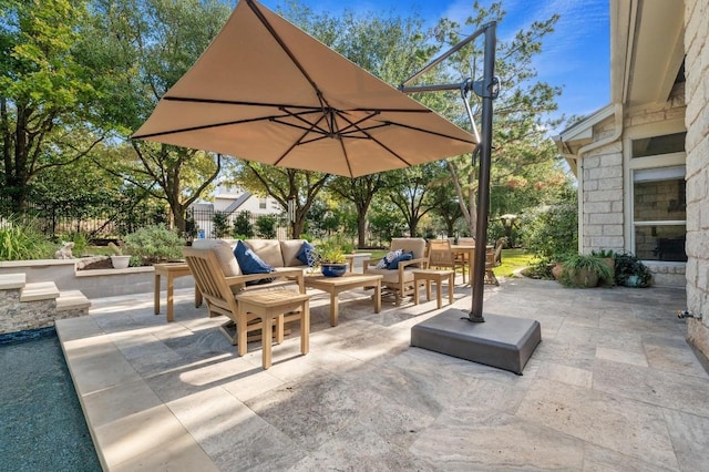 view of patio / terrace with an outdoor living space