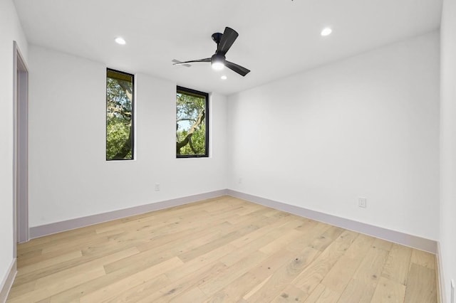 2423 S 5th St, Austin, TX 78704 - empty room with recessed lighting, light wood-style flooring, and a ceiling fan