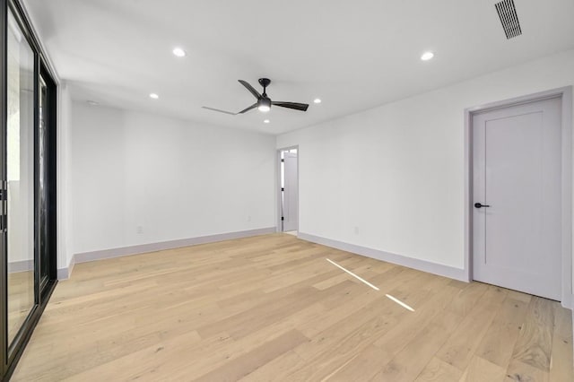 2423 S 5th St, Austin, TX 78704 - empty room featuring recessed lighting, light wood finished floors, and a ceiling fan