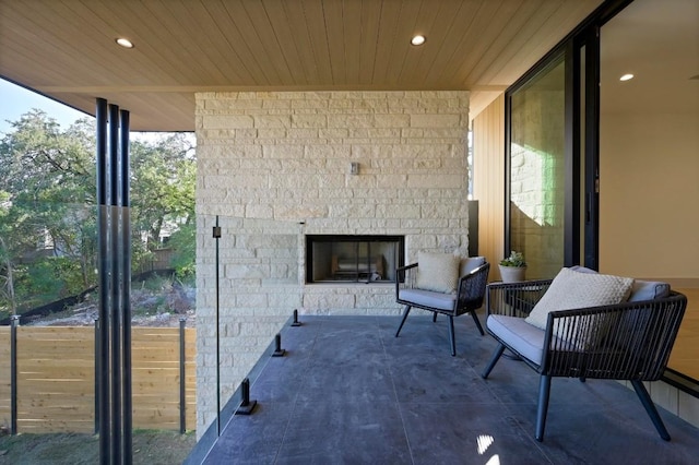 2423 S 5th St, Austin, TX 78704 - view of patio / terrace with an outdoor stone fireplace
