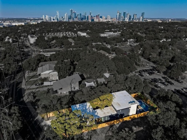 2423 S 5th St, Austin, TX 78704 - aerial view of property's location featuring city skyline