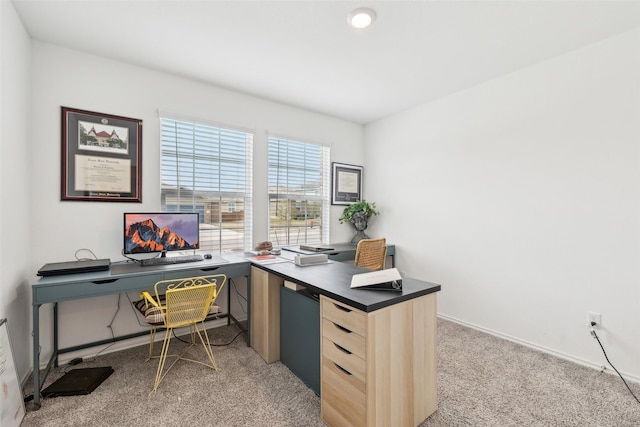 view of carpeted home office