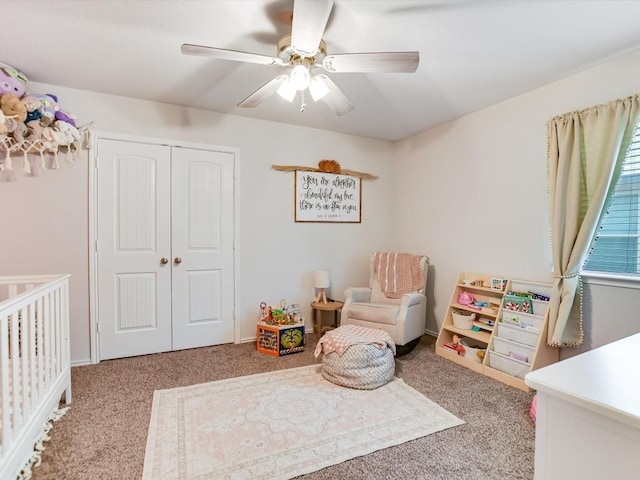1640 T H Johnson Dr, Taylor, TX 76574 - bedroom featuring carpet, a closet, and a ceiling fan