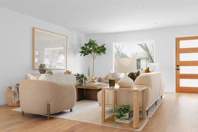 living room featuring light wood-type flooring