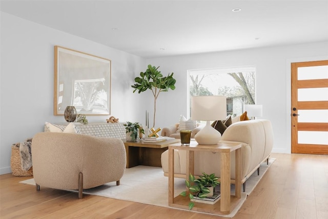 living area featuring light wood-style floors