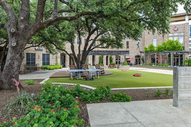 view of community with a lawn