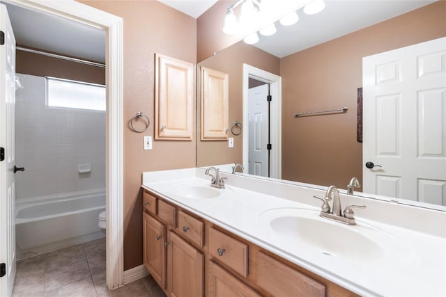 504 River Down Rd, Georgetown, TX 78628 - full bathroom with double vanity, tile patterned flooring, and  shower combination