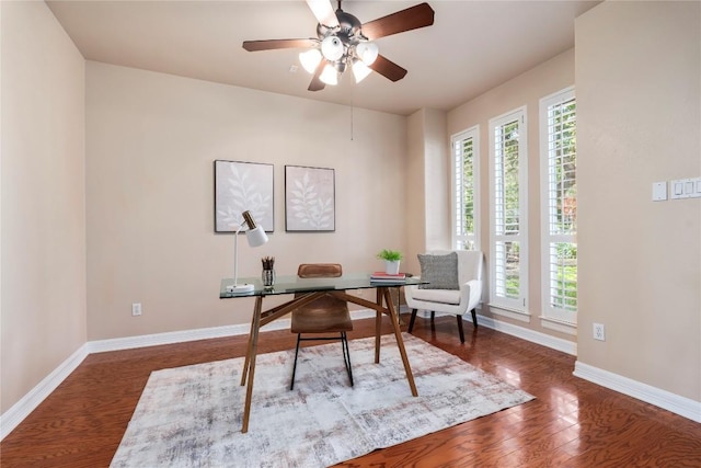 504 River Down Rd, Georgetown, TX 78628 - office area with wood finished floors and a ceiling fan