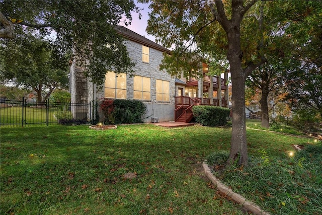504 River Down Rd, Georgetown, TX 78628 - view of yard featuring stairway and a wooden deck