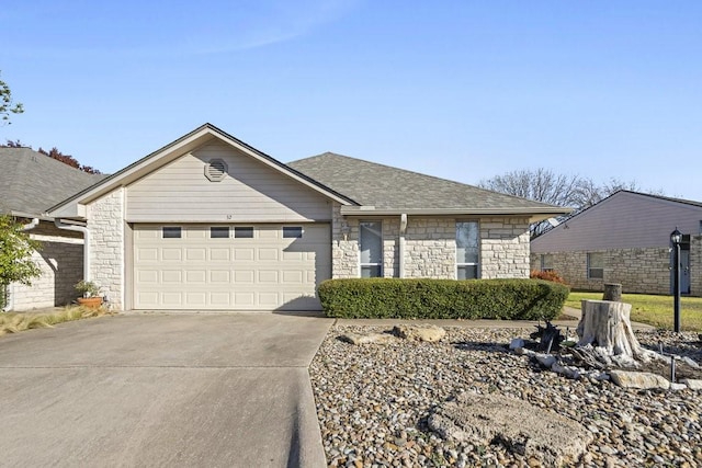 single story home with a garage