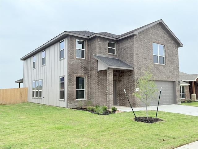 247 Fawn Ridge Dr, Copperas Cove, TX 76522 - view of front of house with a garage, brick siding, concrete driveway, and board and batten siding