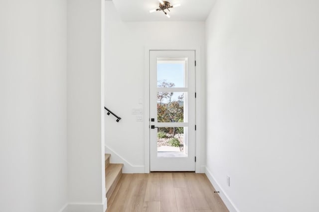 entryway featuring a healthy amount of sunlight and light wood-type flooring