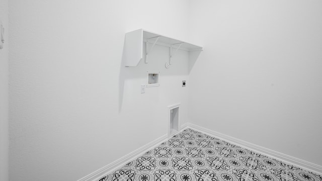 113 Golden Sage Ave, Georgetown, TX 78633 - laundry area with hookup for an electric dryer, hookup for a washing machine, gas dryer hookup, and light tile patterned floors