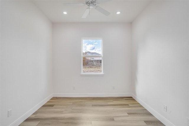 189 Mauna Kea Ln, Bastrop, TX 78602 - spare room with recessed lighting, light wood-type flooring, a ceiling fan, and baseboards