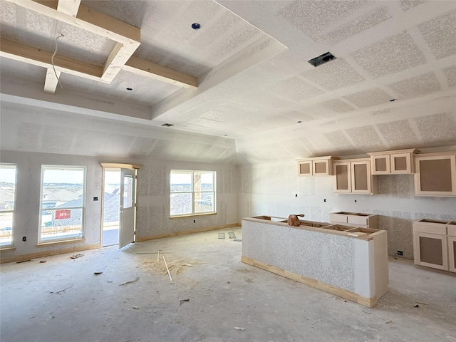 kitchen with lofted ceiling