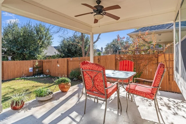 view of patio / terrace with ceiling fan