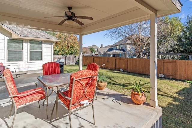 view of patio / terrace with ceiling fan