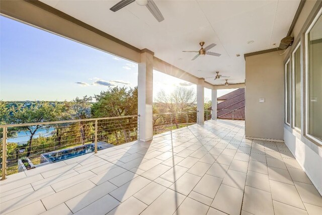 7302 Matisse Pointe Dr, Jonestown, TX 78645 - view of patio / terrace featuring ceiling fan and a balcony