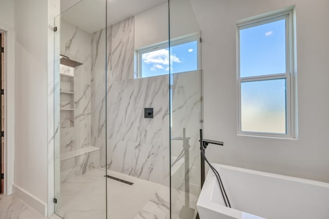 bathroom with independent shower and bath