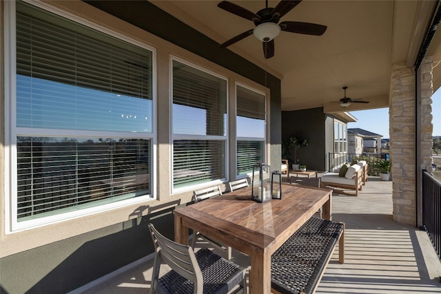 view of patio / terrace featuring ceiling fan