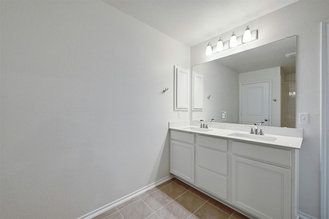 bathroom featuring tile patterned flooring and vanity