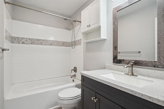 full bathroom featuring vanity, toilet, and bathtub / shower combination