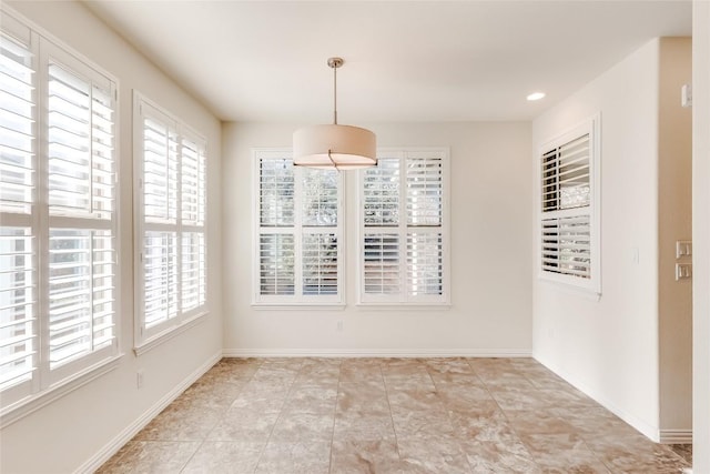 view of unfurnished dining area