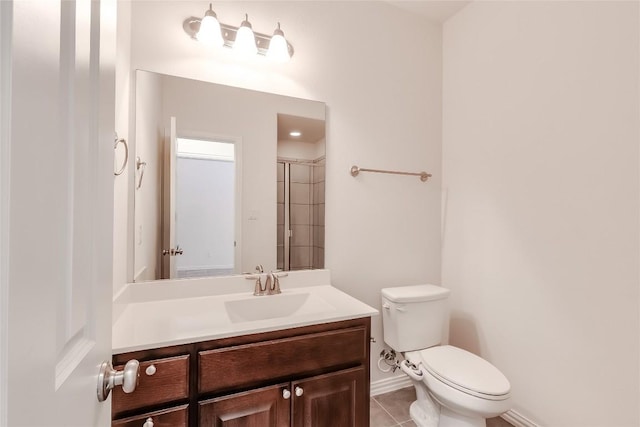 bathroom featuring tile patterned floors, vanity, and toilet