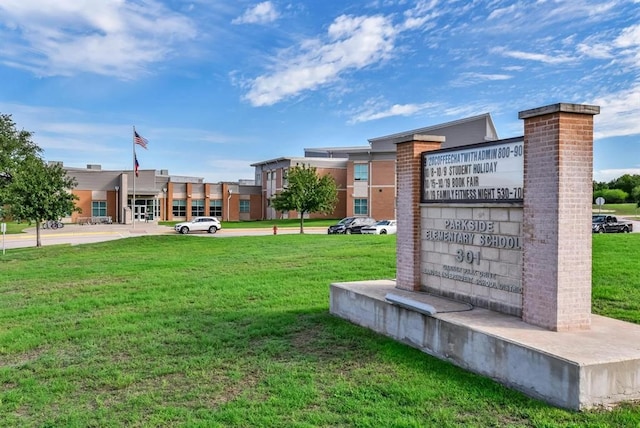 view of community featuring a lawn