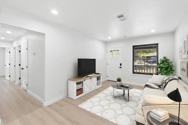 living room with light wood-type flooring