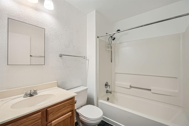 full bathroom with vanity, toilet, and tub / shower combination