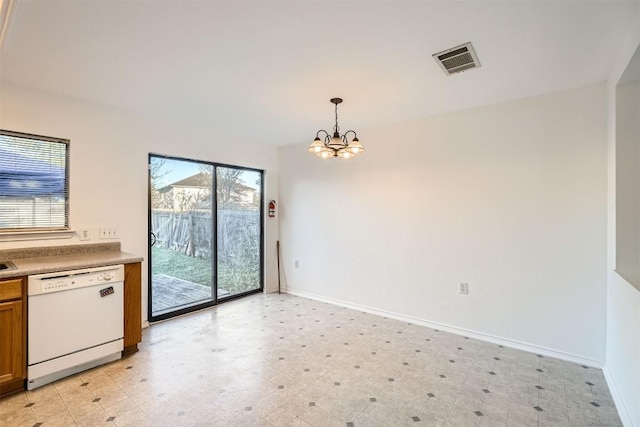 interior space with a chandelier