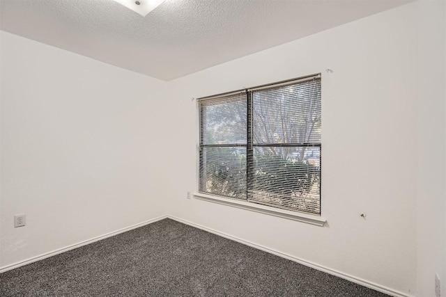 spare room featuring carpet flooring and a textured ceiling