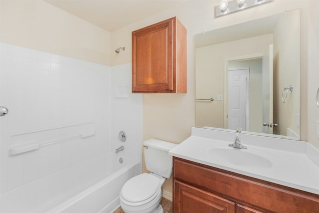 full bathroom with vanity, shower / bathing tub combination, and toilet