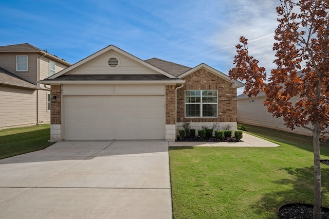 view of front of home with a garage and a front yard