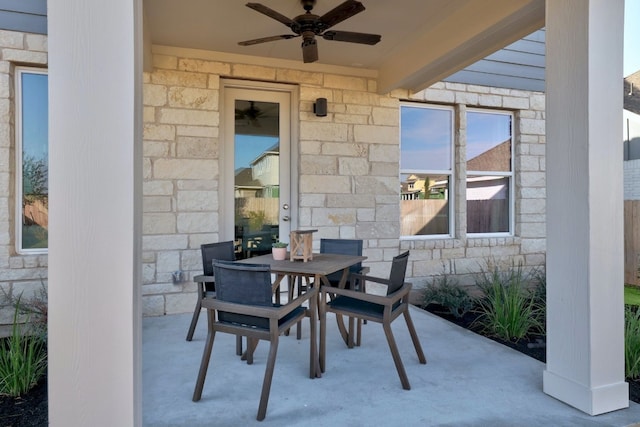 view of patio / terrace featuring ceiling fan