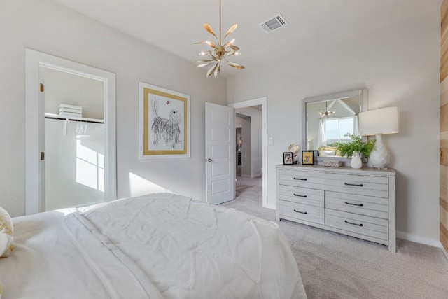 carpeted bedroom with a closet