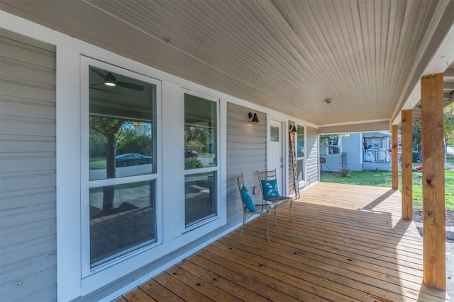 wooden terrace with covered porch